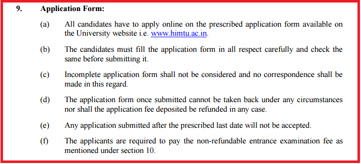 HP CET Application 2017 rules