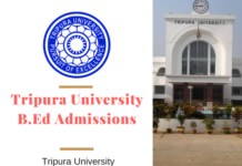 Tripura University B.Ed Admissions 2024: Application Form Tripura University B.Ed Admissions 2020