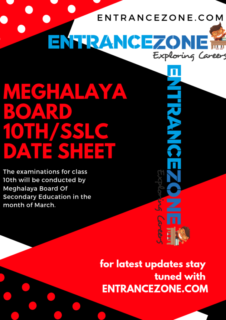 MEGHALAYA BOARD 10TH/SSLC DATE SHEET