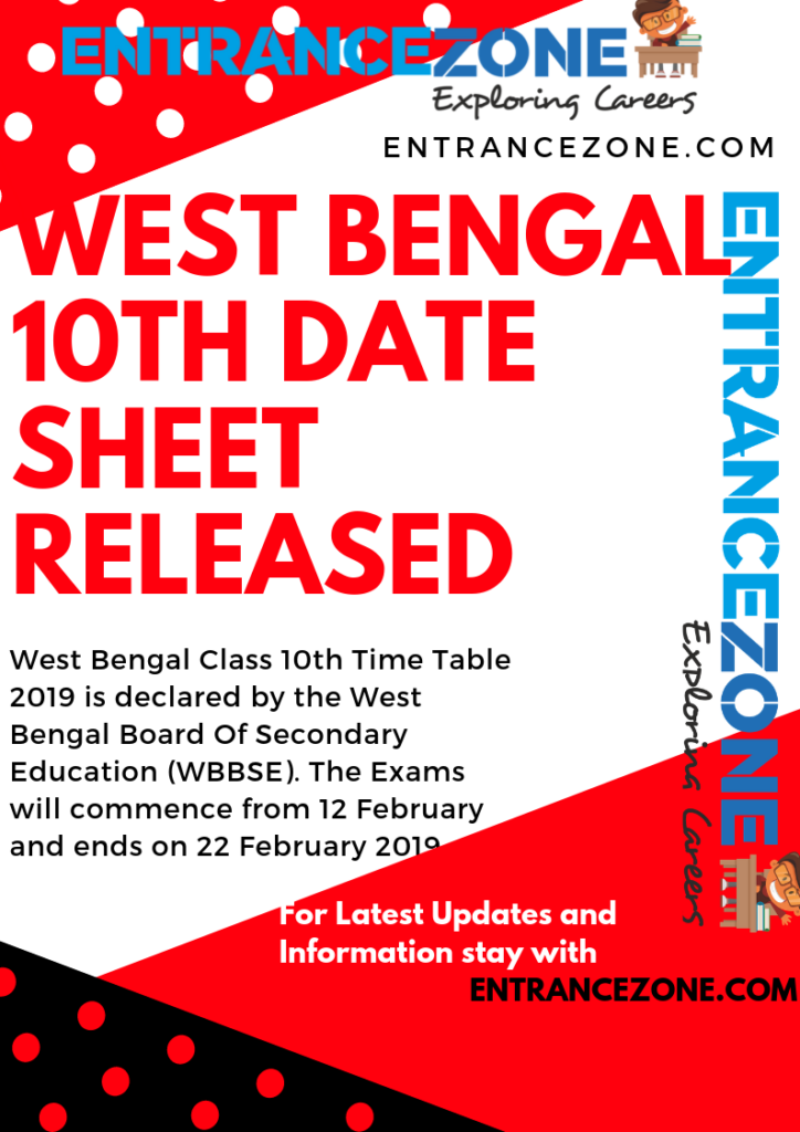 west bengal 10th date sheet 2019