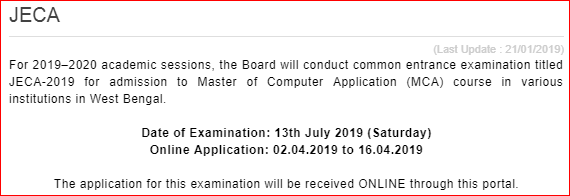 JECA 2019 Important date
