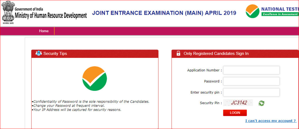 JEE Main 2019 April Application Form