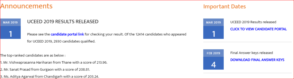 UCEED 2019 result