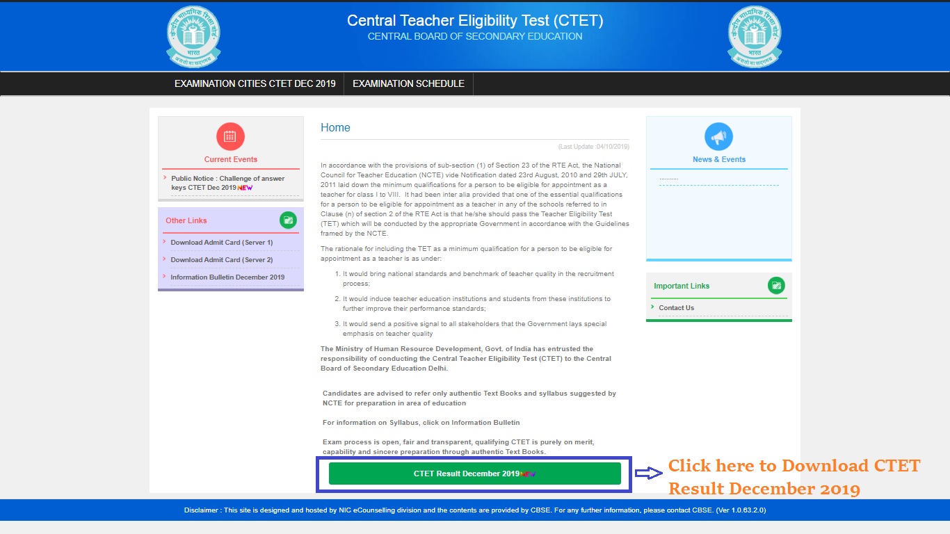 CTET December 2019 Result