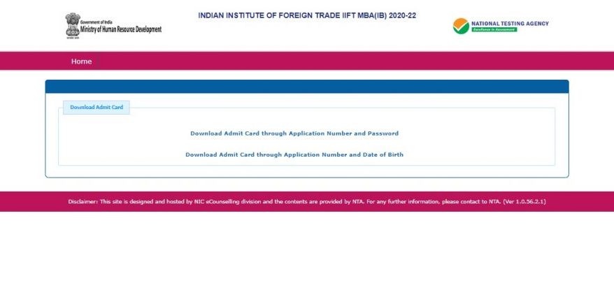 IIFT Admit Card 2020-2022