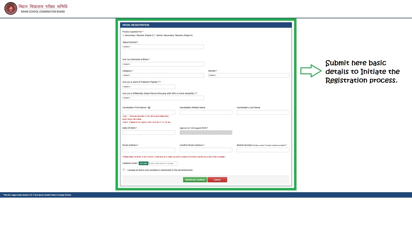 BSTET Registration Form Demo