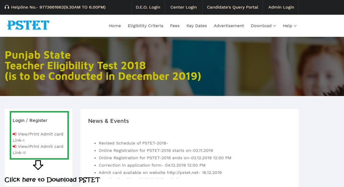 Punjab TET Admit Card 2019