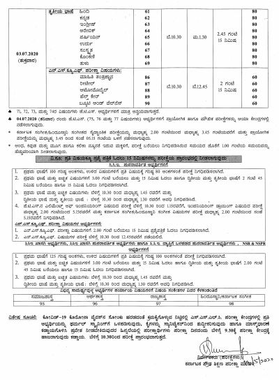 Karnataka SSLC Time Table (Page 2) June 2020