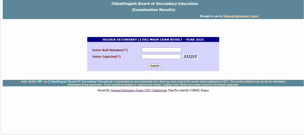 cgbse 12th result 2025