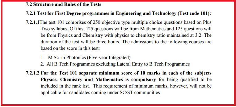 CAT Syllabus CUSAT