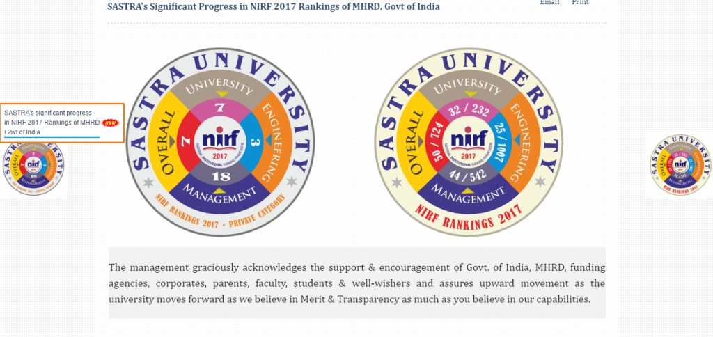 Sastra University NIRF Ranking