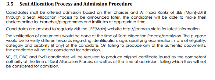 Seat Allocation Process