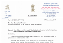 123 Deemed-to-be-Universities to drop the word “University” UGC Letter Regarding University names