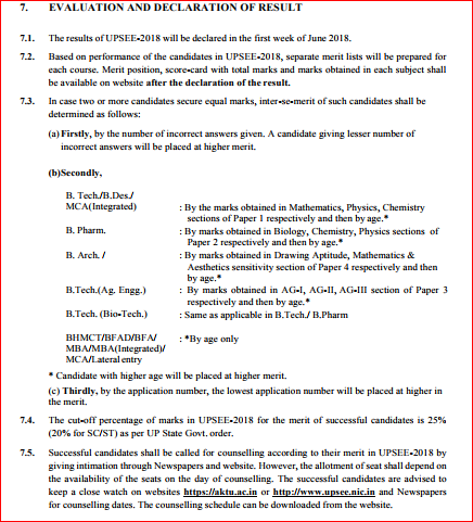 Evaluation and Declaration of UPSEE Result 2018
