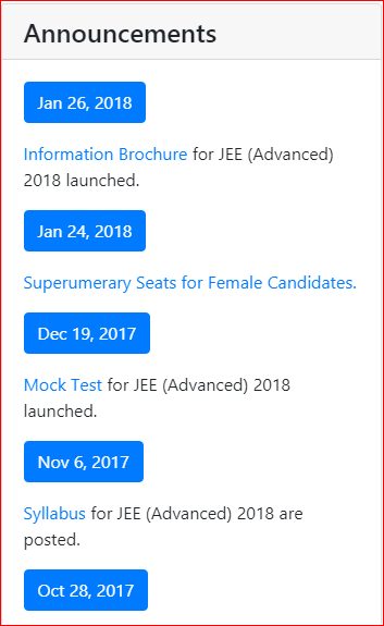 JEE Advanced Notifications 2018