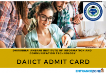 DAIICT 2021 Admit Card: Dhirubhai Ambani Institute Hall Ticket DAIICT 2018 Admit Card