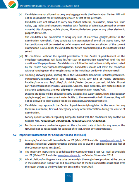 JEE Main Computer Based Test Guidelines