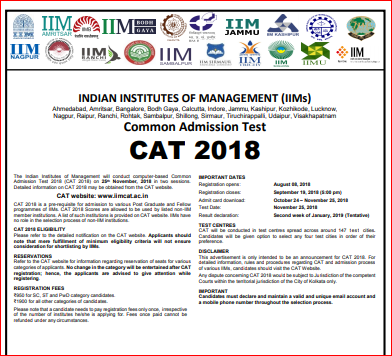 CAT 2018 Notification