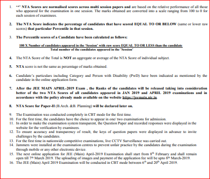 NTA Percentile Calculation Rule