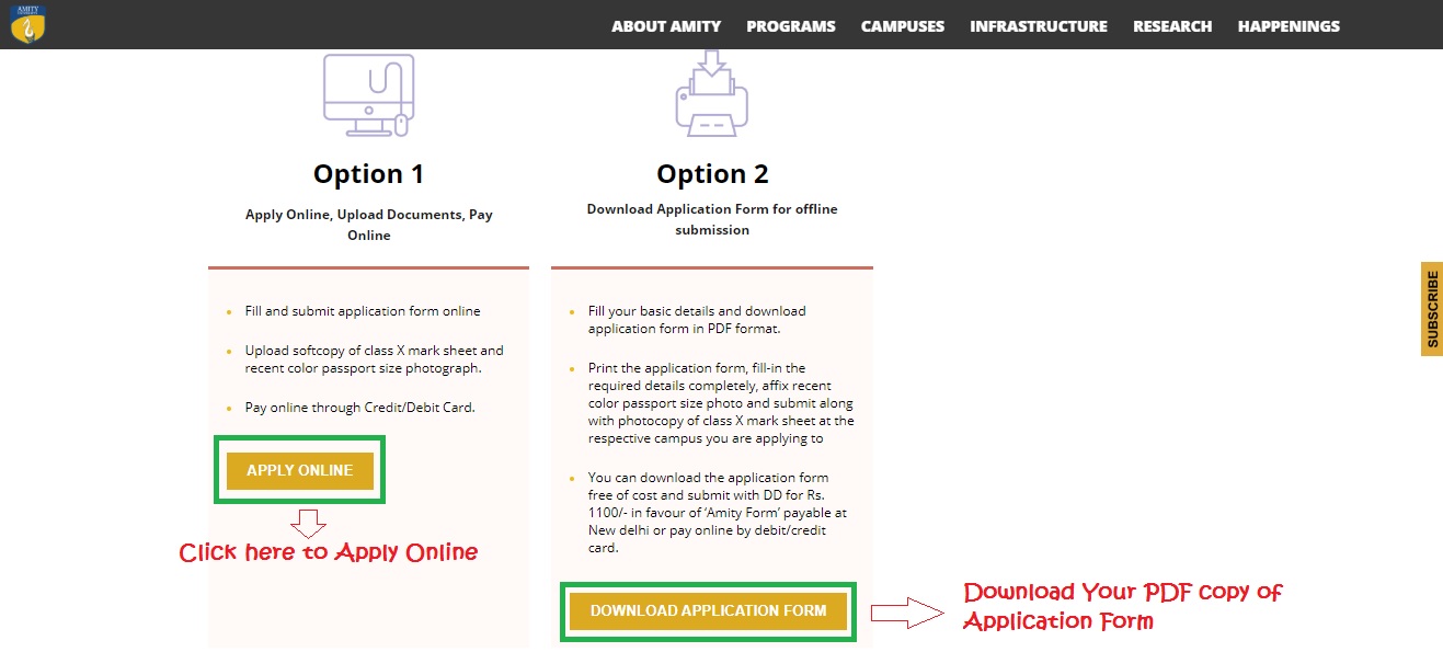 AMITY JEE 2020 Registration Process