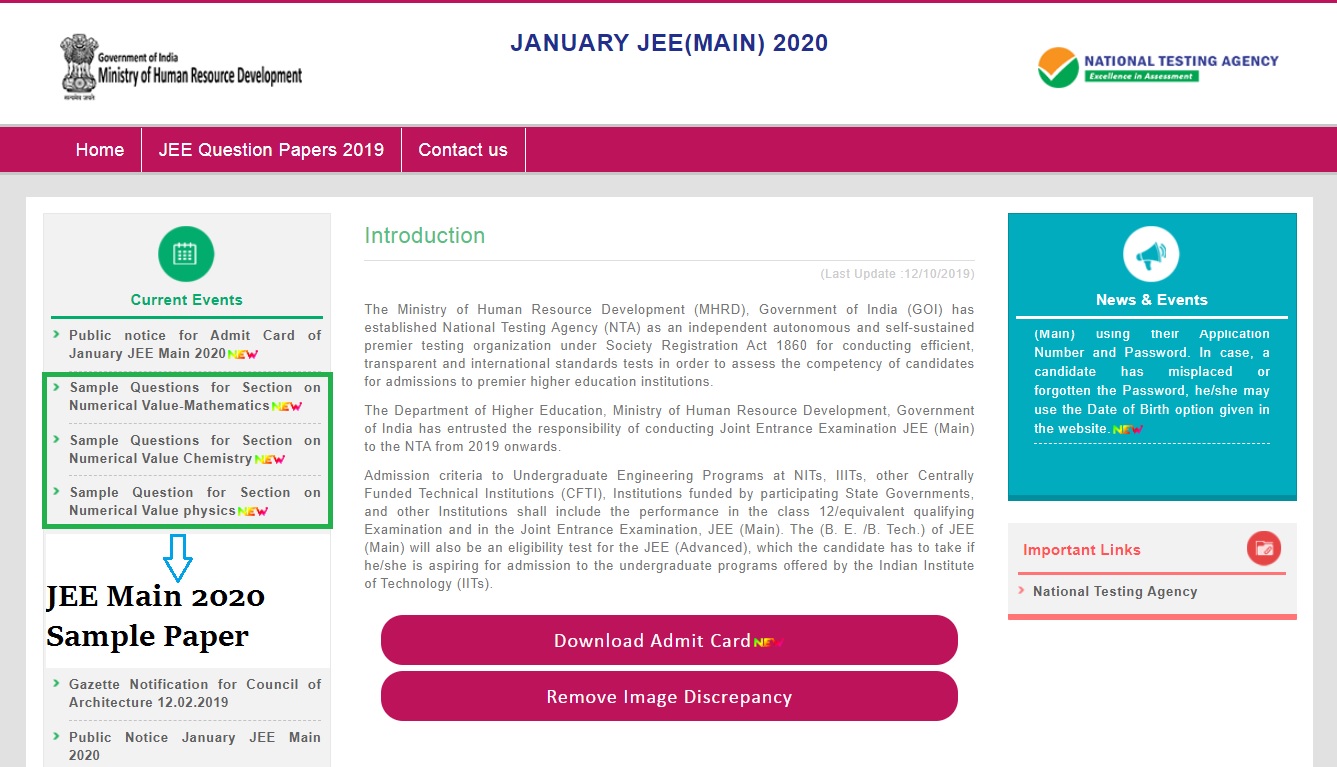 JEE Main 2020 January session JEE Main 2020 January session